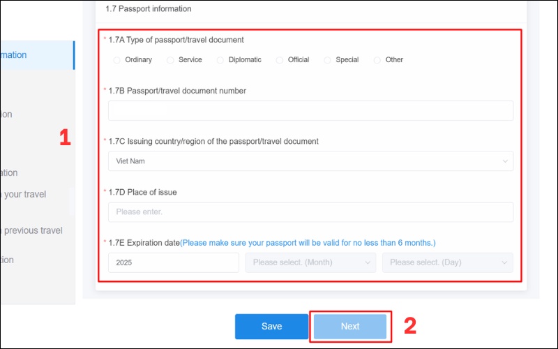 Nhập nơi đã cấp hộ chiếu cho bạn.