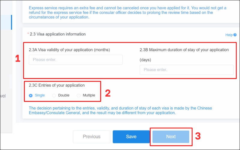 Visa application information (Thông tin thị thực)