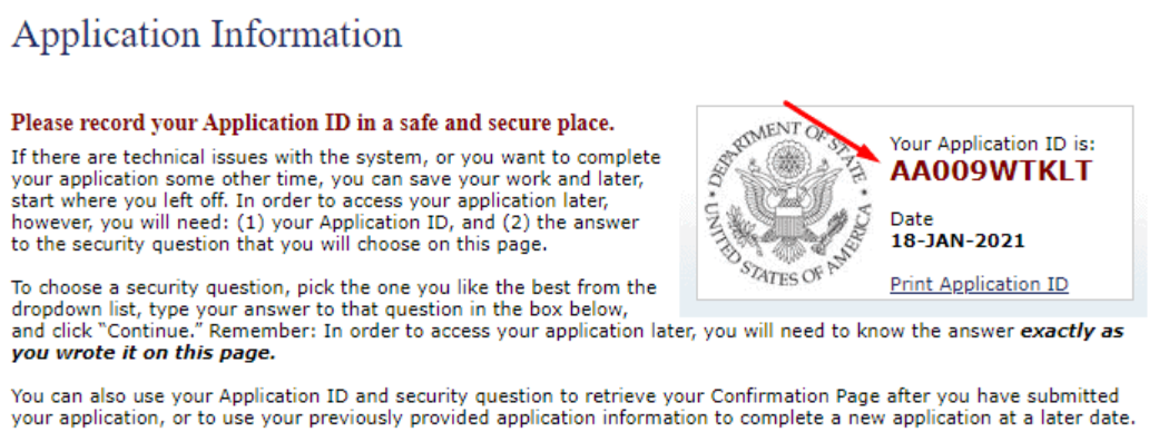 điền đơn DS-160 - Lấy Application ID