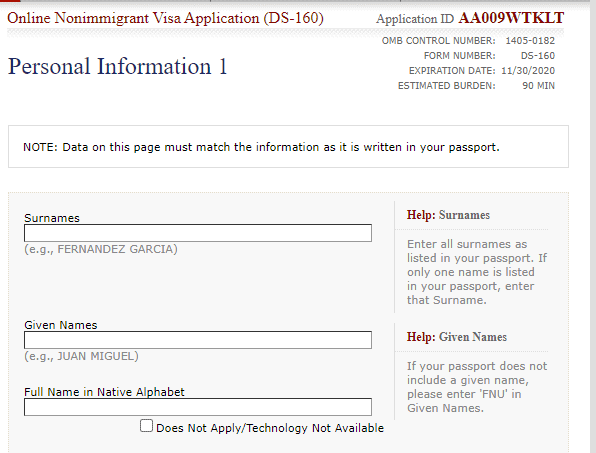 điền đơn DS-160-Personal Information-Thông tin cá nhân