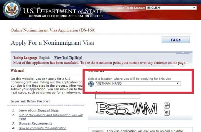 quy trình điền đơn DS-160 khi xin visa mỹ-1