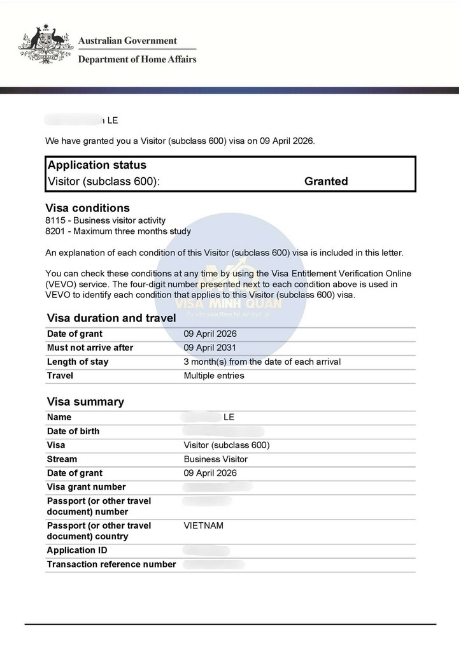 đậu visa úc 1
