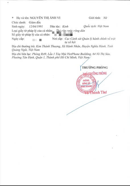 Giấy chứng nhận đăng ký kinh doanh Visa Minh Quân